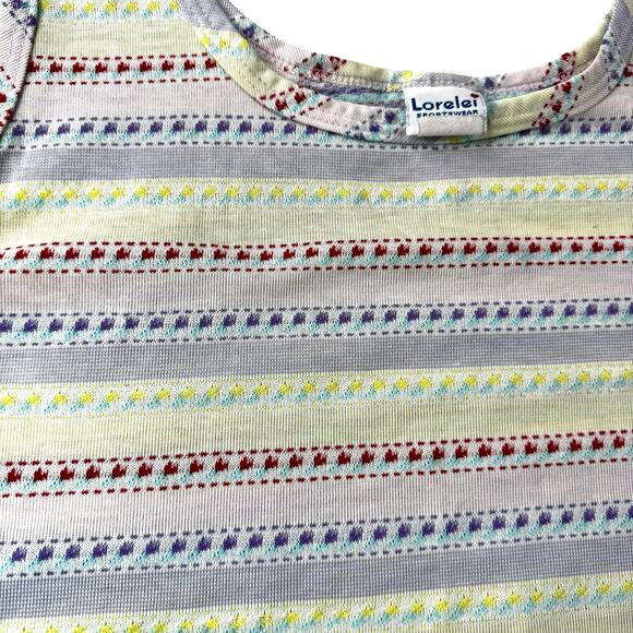 Vtg Pastel Knit Tank Top 80s Cottagecore Coquette Soft Aesthetic Wmns Lg Boxy - Picture 8 of 10